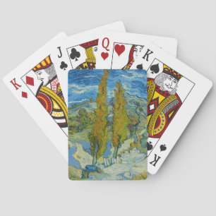 Van Gogh Cypresses - Swirling Blue Sky Art Playing Cards