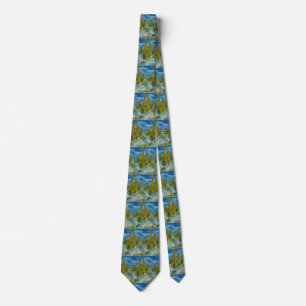 Van Gogh Cypresses - Swirling Blue Sky Art Tie