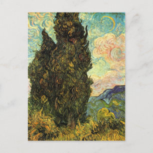 Van Gogh Cypresses, Vintage Landscape Fine Art Postcard
