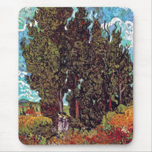 Van Gogh - Cypresses with Two Female Figures Mouse Mat