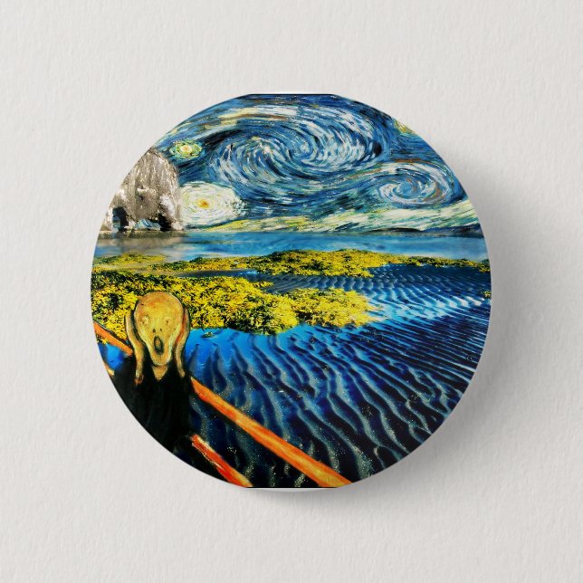 Van Gogh Edvard Meets Vincent Starry Night 6 Cm Round Badge (Front)