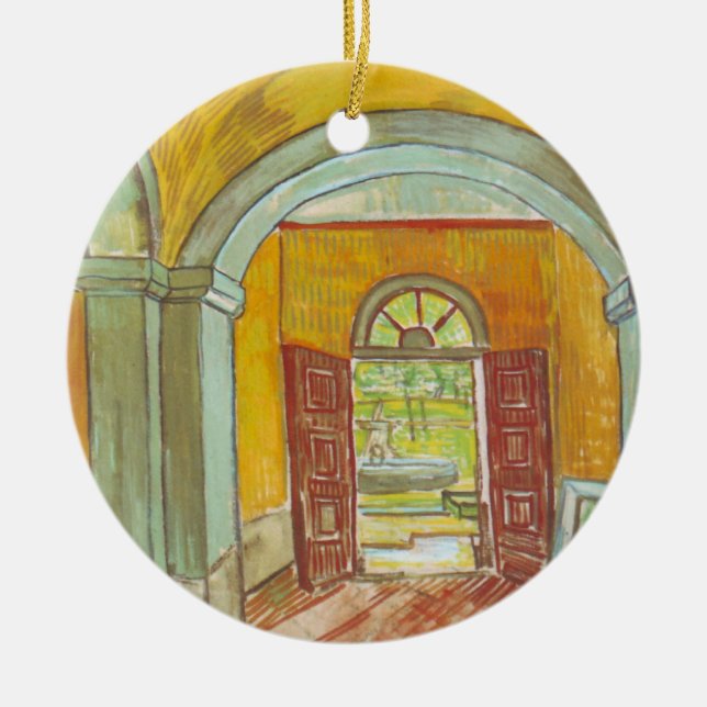 Van Gogh Entrance Hall of Saint Paul Hospital Ceramic Tree Decoration (Front)