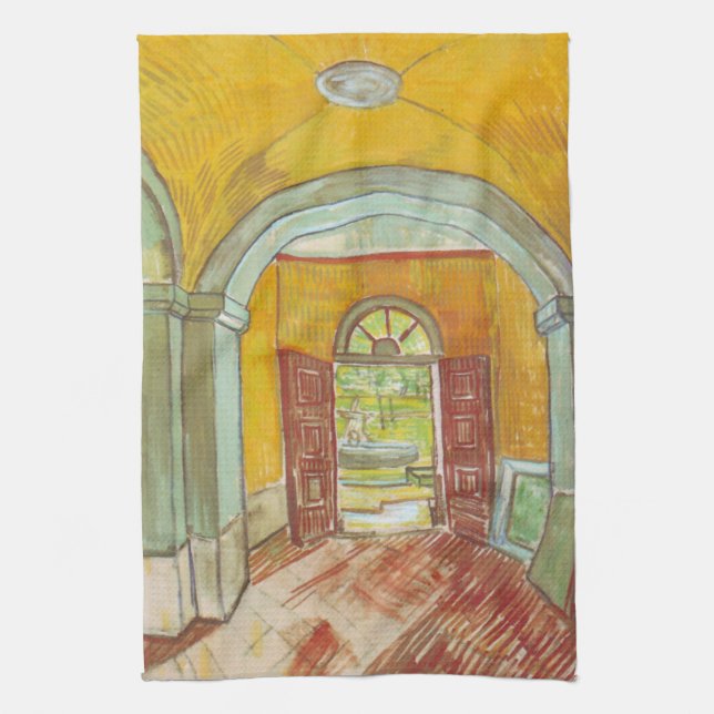 Van Gogh Entrance Hall of Saint Paul Hospital Tea Towel (Vertical)