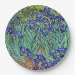 Van Gogh Famous Blue Irises Floral Oil Painting Paper Plate