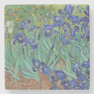 Van Gogh Famous Blue Irises Floral Oil Painting Stone Coaster