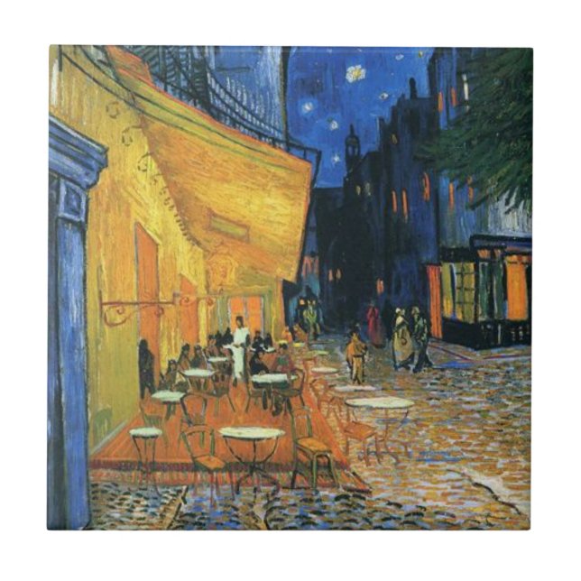 Van Gogh  Famous painting Cafe Terrace at Night Tile (Front)