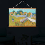 Van Gogh Farmhouse In Provence Old Art Wood Wall Hanging Tapestry<br><div class="desc">Vincent Van Gogh,  Farmhouse in Provence,  1888. Old famous painting with a garden full of flowers,  houses,  and bright tone colours in a post-impressionism style. Printed on a wood-framed wall-hanging tapestry. CCO license,  public domain art.</div>