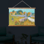 Van Gogh Farmhouse In Provence Old Art Wood Wall Hanging Tapestry<br><div class="desc">Vincent Van Gogh,  Farmhouse in Provence,  1888. Old famous painting with a garden full of flowers,  houses,  and bright tone colours in a post-impressionism style. Printed on a wood-framed wall-hanging tapestry. CCO license,  public domain art.</div>