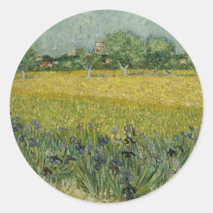 Van Gogh Field With Flowers Near Arles Classic Round Sticker