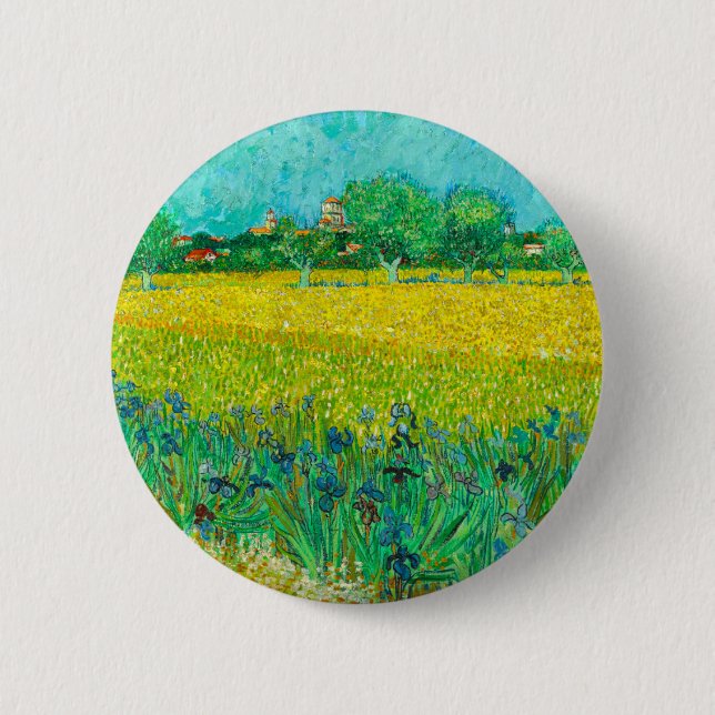 Van Gogh Field with Irises Near Arles 6 Cm Round Badge (Front)