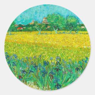 Van Gogh Field with Irises Near Arles Classic Round Sticker