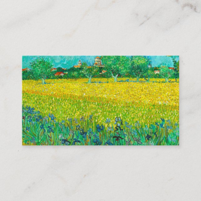 Van Gogh Field with Irises Near Arles Enclosure Card (Front)