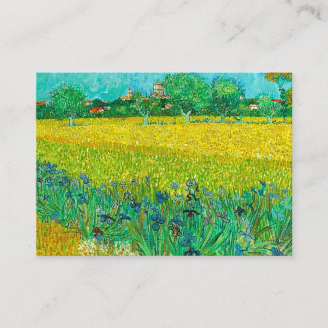 Van Gogh Field with Irises Near Arles Enclosure Card (Front)