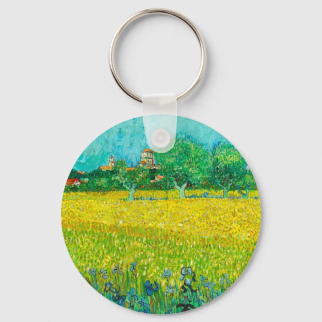 Van Gogh Field with Irises Near Arles Key Ring (Front)
