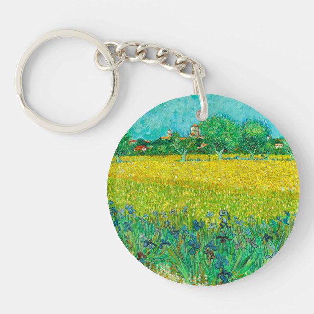 Van Gogh Field with Irises Near Arles Key Ring (Front)