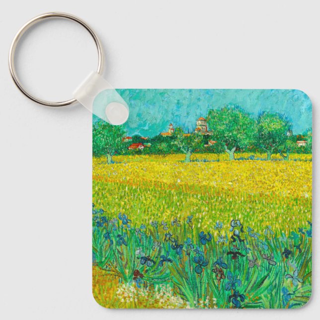 Van Gogh Field with Irises Near Arles Key Ring (Front)