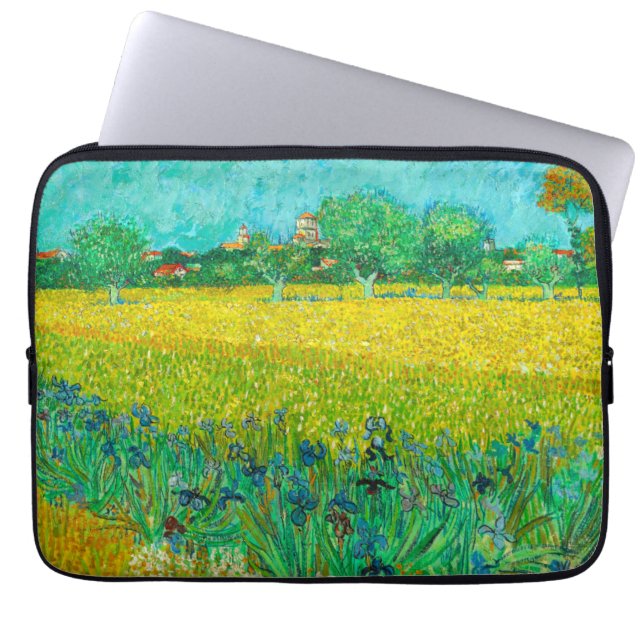 Van Gogh Field with Irises Near Arles Laptop Sleeve (Front)