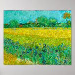 Van Gogh Field with Irises Near Arles Poster<br><div class="desc">Poster featuring Vincent van Gogh’s oil painting Field with Irises Near Arles (1888). Beautiful blue irises decorate the golden fields in Arles,  France. A marvellous gift for lovers of Post-Impressionism and Dutch art collectors!</div>