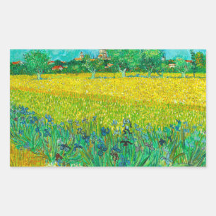 Van Gogh Field with Irises Near Arles Rectangular Sticker