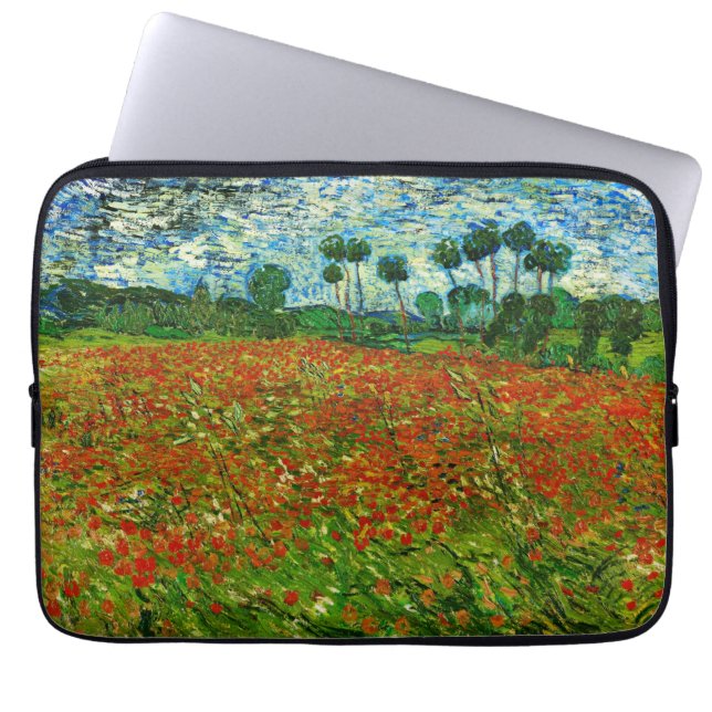 Van Gogh Field with Poppies (F636) Fine Art Laptop Sleeve (Front)