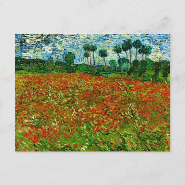 Van Gogh Field with Poppies (F636) Fine Art Postcard (Front)