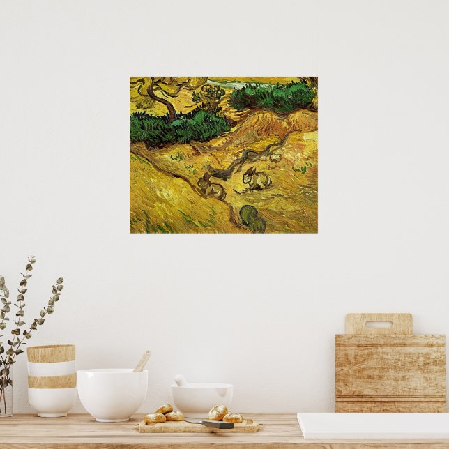 Van Gogh - Field with Two Rabbits Poster (Kitchen)