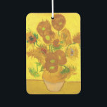 Van Gogh Fifteen Sunflowers In A Vase Fine Art Car Air Freshener<br><div class="desc">Vincent Van Gogh Fifteen Sunflowers In A Vase Sunflowers (original title, in French: Tournesols) are the subject of two series of still life paintings by the Dutch Post-Impressionist painter Vincent van Gogh. Art by Vincent van Gogh Movement: Post-Impressionism Artistic beautiful floral vintage fine art painting featuring fifteen sunflowers in a...</div>
