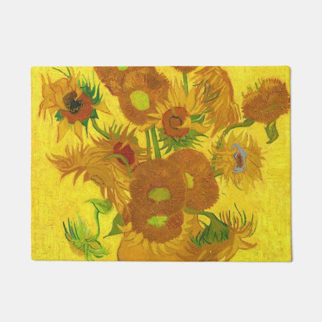 Van Gogh Fifteen Sunflowers In A Vase Fine Art Doormat (Front)