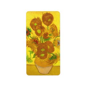 Van Gogh Fifteen Sunflowers In A Vase Fine Art Label