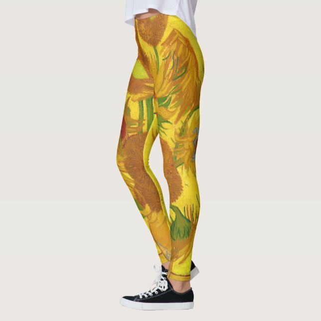 Van Gogh Fifteen Sunflowers In A Vase Fine Art Leggings (Left)