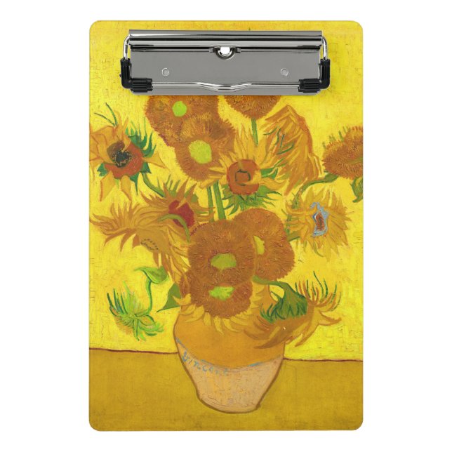 Van Gogh Fifteen Sunflowers In A Vase Fine Art Mini Clipboard (Front)