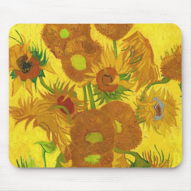 Van Gogh Fifteen Sunflowers In A Vase Fine Art Mouse Mat (Front)