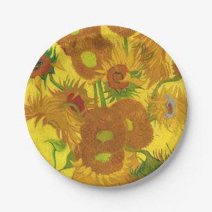 Van Gogh Fifteen Sunflowers In A Vase Fine Art Paper Plate
