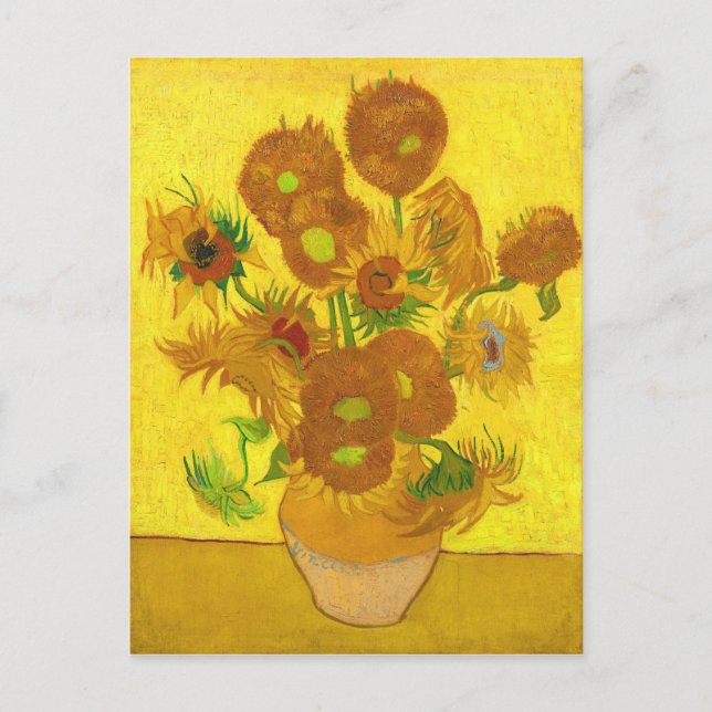 Van Gogh Fifteen Sunflowers In A Vase Fine Art Postcard (Front)