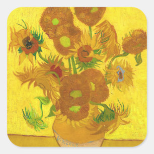 Van Gogh Fifteen Sunflowers In A Vase Fine Art Square Sticker