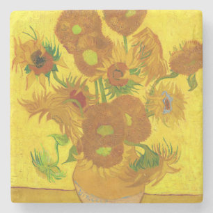 Van Gogh Fifteen Sunflowers In A Vase Fine Art Stone Coaster
