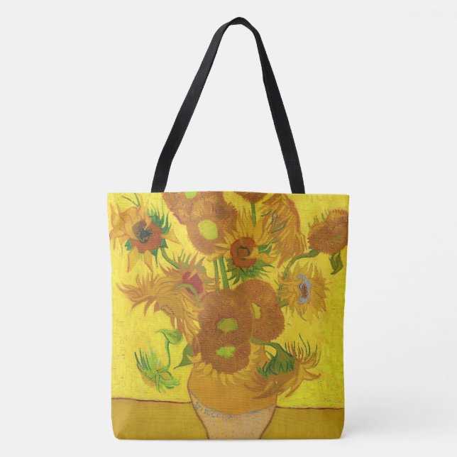 Van Gogh Fifteen Sunflowers In A Vase Fine Art Tote Bag (Front)