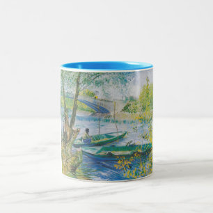 Van Gogh Fishermen and boats in the Pont de Clichy Two-Tone Coffee Mug