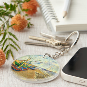 Van Gogh Fishing Boats on Beach at Saintes Maries Key Ring