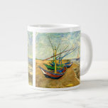 Van Gogh Fishing Boats on Beach at Saintes Maries Large Coffee Mug<br><div class="desc">Fishing Boats on the Beach at Saintes Maries by Vincent van Gogh is a vintage fine art post impressionism maritime painting. A nautical seascape ocean scene with several fishing sailboats on a beach in France overlooking the sea with more boats sailing. About the artist: Vincent Willem van Gogh (1853 -1890)...</div>