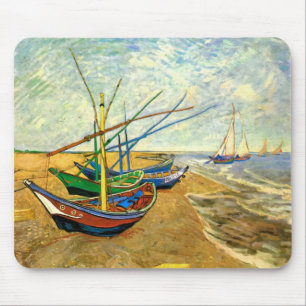 Van Gogh Fishing Boats on Beach at Saintes Maries Mouse Mat