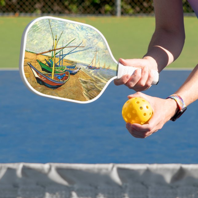 Van Gogh Fishing Boats on Beach at Saintes Maries Pickleball Paddle (Insitu)