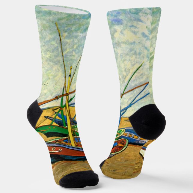 Van Gogh Fishing Boats on Beach at Saintes Maries Socks (Angled)