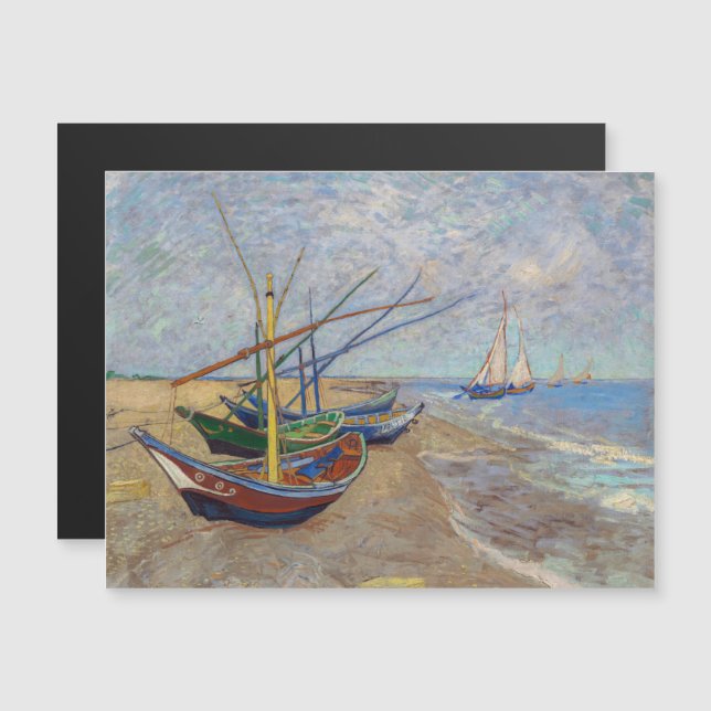 Van Gogh - Fishing Boats on Beach Magnetic Card (Front/Back)