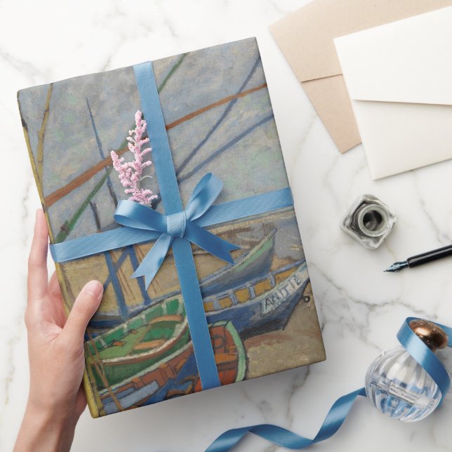 Van Gogh Fishing Boats on the Beach at Les Saintes Wrapping Paper (Gifting)