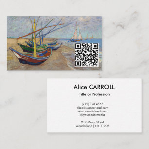 Van Gogh - Fishing Boats on the Beach - QR Code Business Card