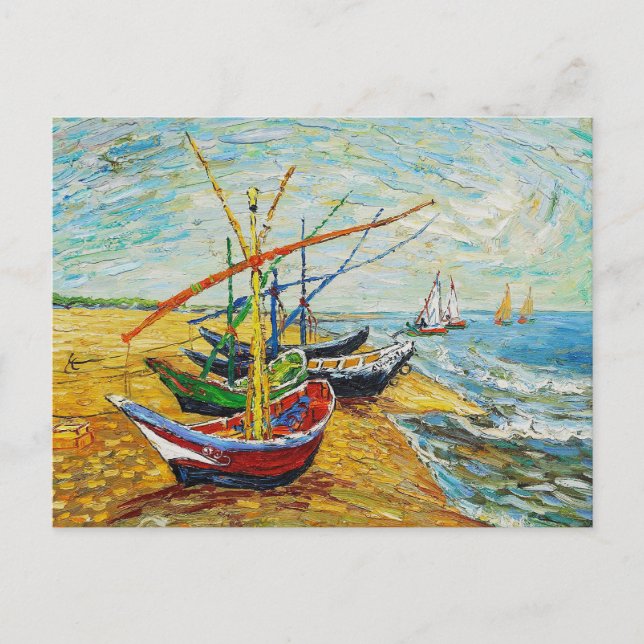 Van Gogh Fishing Boats Postcard (Front)