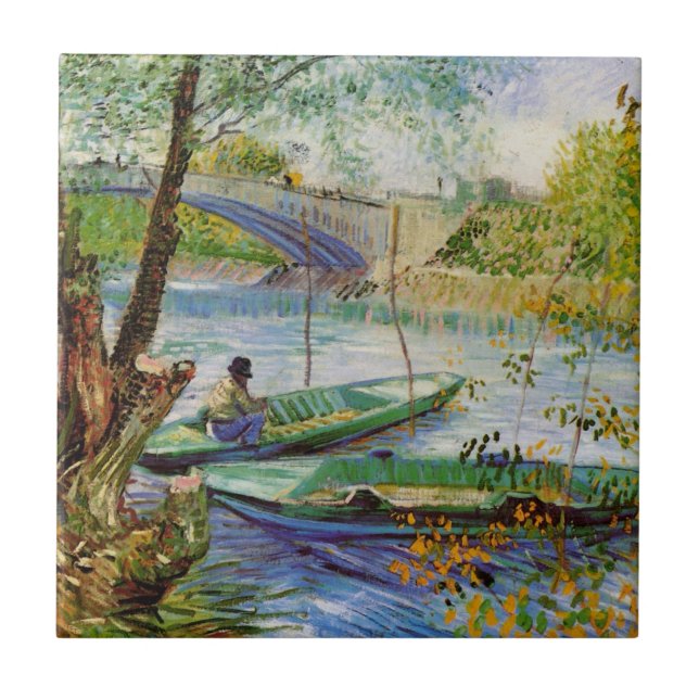Van Gogh Fishing in the Spring, Pont de Clichy Tile (Front)