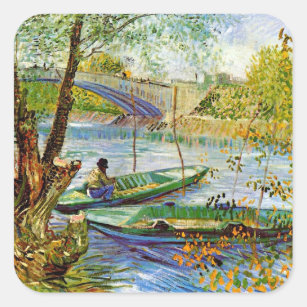 Van Gogh - Fishing in the Spring Square Sticker