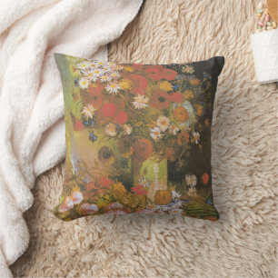 Van Gogh Floral Still Life Red Poppies & Roses Cushion